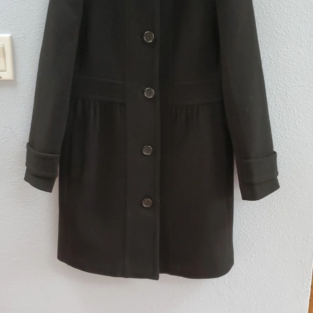 J. Crew Double Cloth Wool Peplum Black Pea Coat - Picture 3 of 8